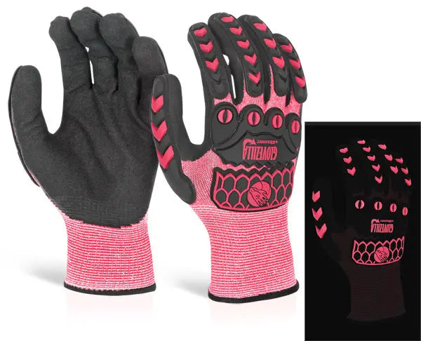 Glovezilla Beeswift Glovezilla Glow In The Dark Foam Nitrile Coated Gloves Gz66 - Pink - Customisable Nitrile