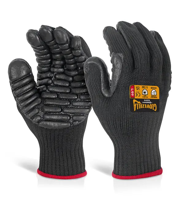 Glovezilla Beeswift Glovezilla Anti Vibration Gloves Gzavg - Black - Customisable Anti-Vibration