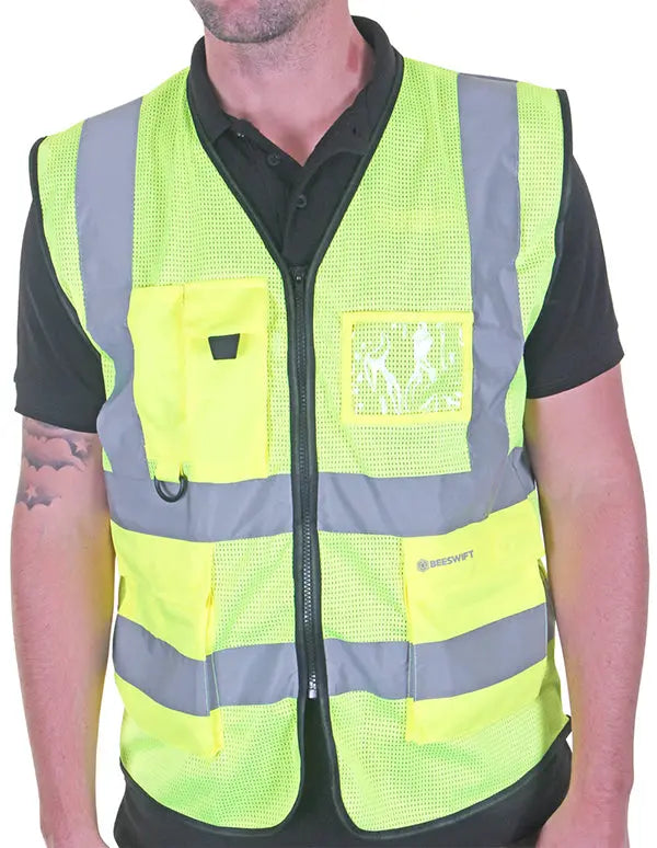 Beeswift Hi Vis Executive Mesh Vest Hvmwexec - Saturn Yellow - Customisable Hi-Vis Vest