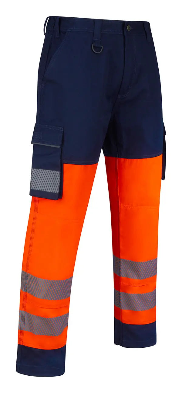 Beeswift Guardian Hi Vis Safety Combat Trousers Hvtr01 - Orange Navy - Customisable Trousers