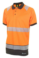 Deltic Beeswift Deltic Hi Vis Two Tone Short Sleeve Polo Shirt Hvtt010 - Orange Black - Customisable Polo Shirts