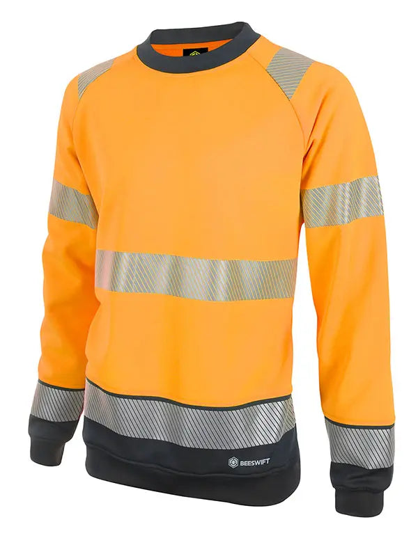 Deltic Beeswift Deltic Hi Vis Two Tone Sweatshirt Hvtt020 - Orange Black - Customisable Sweatshirts