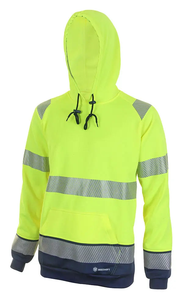 Deltic Beeswift Deltic Hi Vis Two Tone Hoodie Hvtt025 - Saturn Yellow Navy S - Customisable Sweatshirts