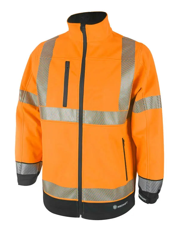 Deltic Beeswift Deltic Hi Vis Two Tone Soft Shell Jacket Hvtt040 - Orange Black - Customisable Jacket