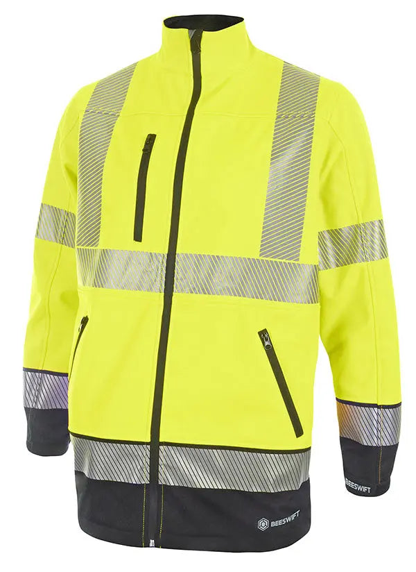 Deltic Beeswift Deltic Hi Vis Two Tone Soft Shell Jacket Hvtt040 - Saturn Yellow Navy - Customisable Jacket