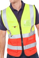 Beeswift Hi Vis Two Tone Executive Id Vest Hvwctt - SaturnYellow Red - Customisable Hi-Vis Vest