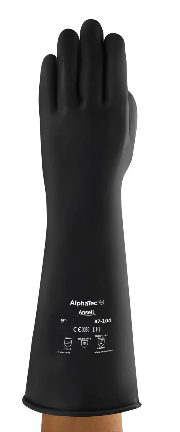 Ansell Industrial Latex Medium Weight Gauntlet Ilmw17 - Black - Customisable Latex