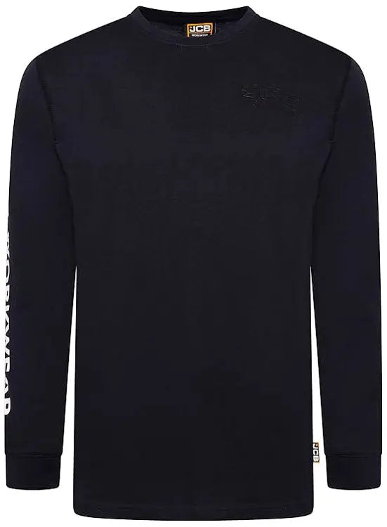 Jcb Workwear Banner Long Sleeve T Shirt Jcbbt - Navy Blue - Customisable Tee Shirts