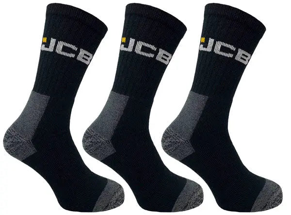 Jcb Workwear Work Socks With Added Elastane Jcbx000044 Y - Black 6-11 - Customisable Socks