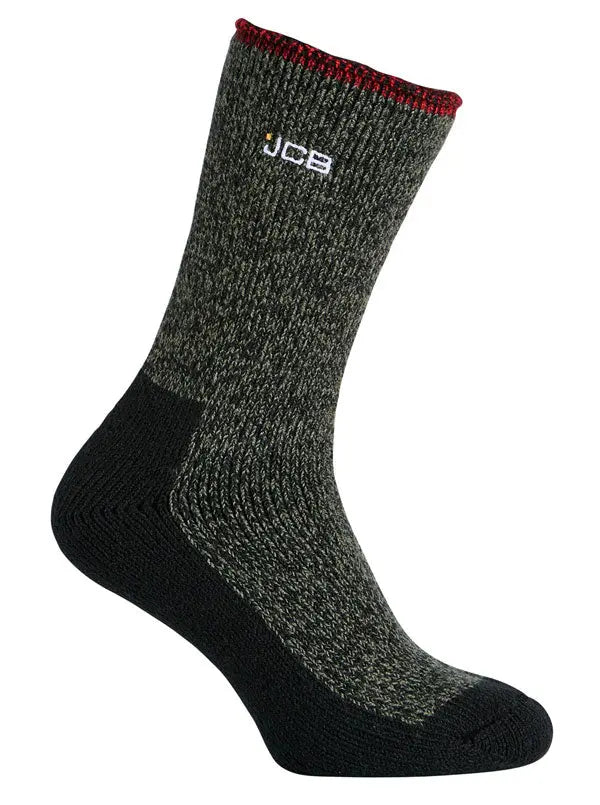 Jcb Workwear Thermasocks With Extended Achilles Jcbx000181 - Khaki Black 6-8.5 - Customisable Socks
