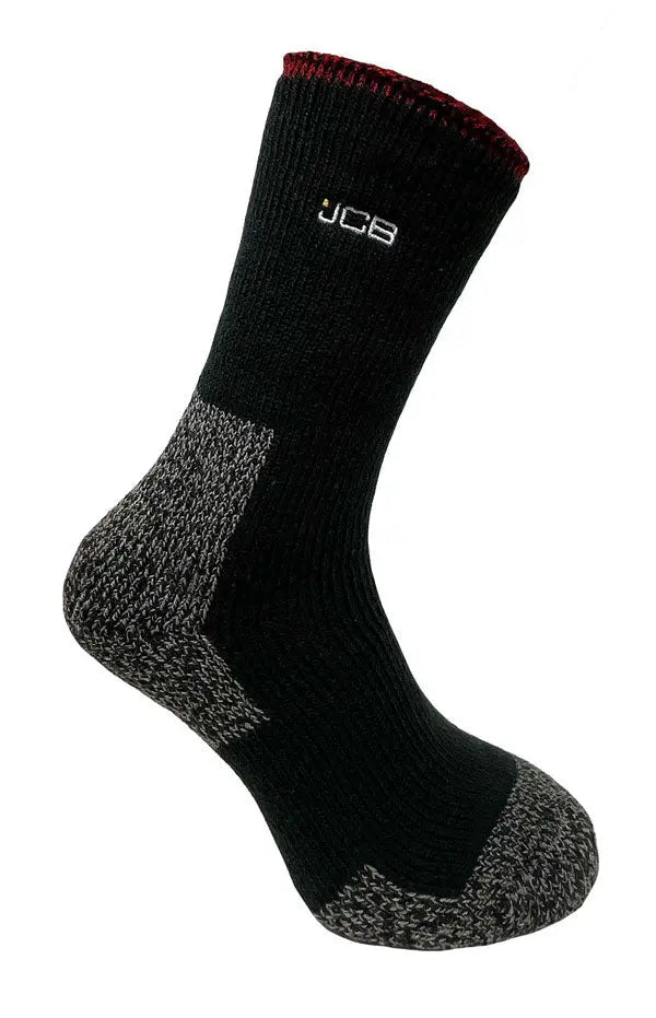 Jcb Workwear Thermasocks With Extended Achilles Jcbx000183 - Black Grey 6-8.5 - Customisable Socks