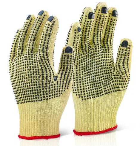 Beeswift Reinforced Medium Weight Dotted Gloves Kgmwd - Yellow - Customisable Cut Resistant