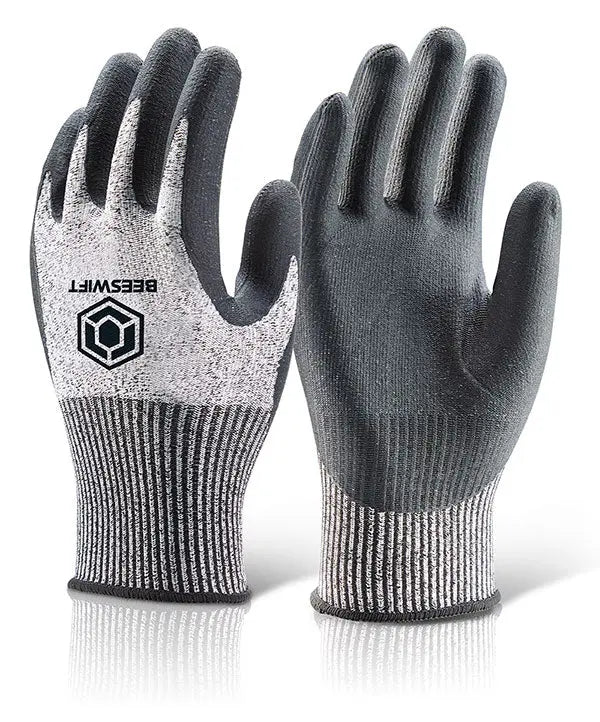 Beeswift Micro Foam Nitrile Cut Level B Gloves Ks3 - Black - Customisable Cut Resistant