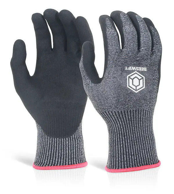 Beeswift Micro Foam Nitrile Cut Level Gloves Ks5 - Black - Customisable Cut Resistant