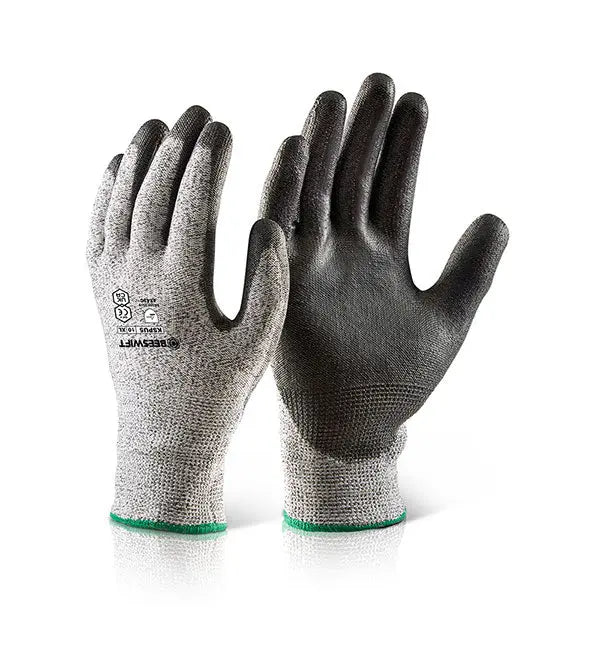 Beeswift Pu Coated Cut Level Gloves Kspu5 - Black - Customisable Cut Resistant