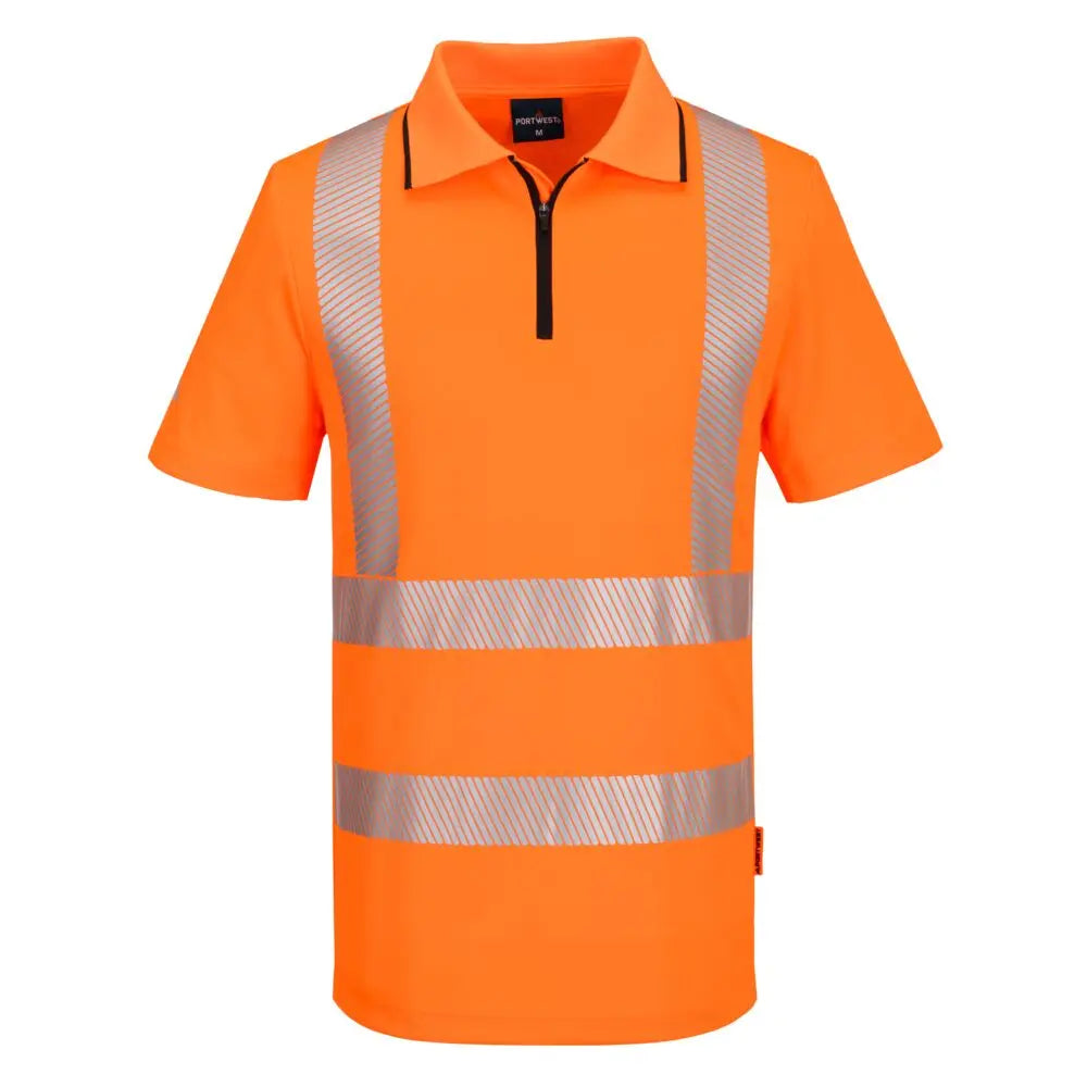 Portwest KX3 Sport Hi-Vis Zip Polo Shirt S/S - KX302 - Orange - Customisable KX3 Sport Hi-Vis Zip Polo Shirt S/S