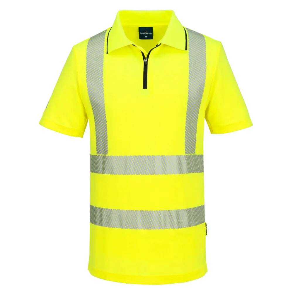 Portwest KX3 Sport Hi-Vis Zip Polo Shirt S/S - KX302 - Yellow - Customisable KX3 Sport Hi-Vis Zip Polo Shirt S/S