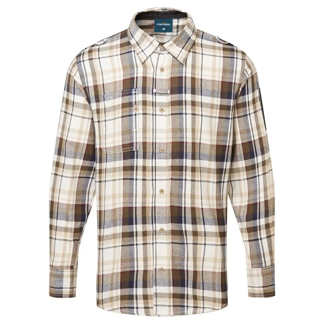 Portwest Kx3 Check Work Shirt KX370 - Brown Check - Customisable Shirts