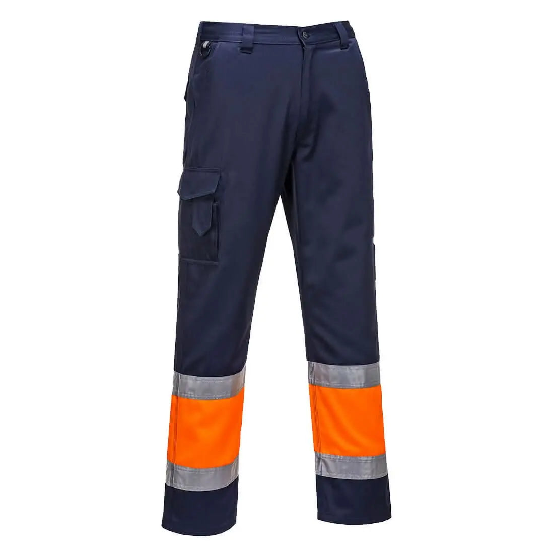 Portwest Hi Vis Lightweight Contrast Class 1 Service Trousers L049 - Orange Navy - Customisable Hi-Vis Trousers
