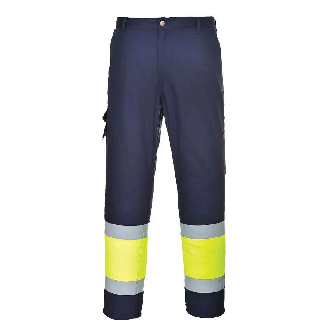 Portwest Hi Vis Lightweight Contrast Class 1 Service Trousers L049 - Yellow Navy - Customisable Hi-Vis Trousers