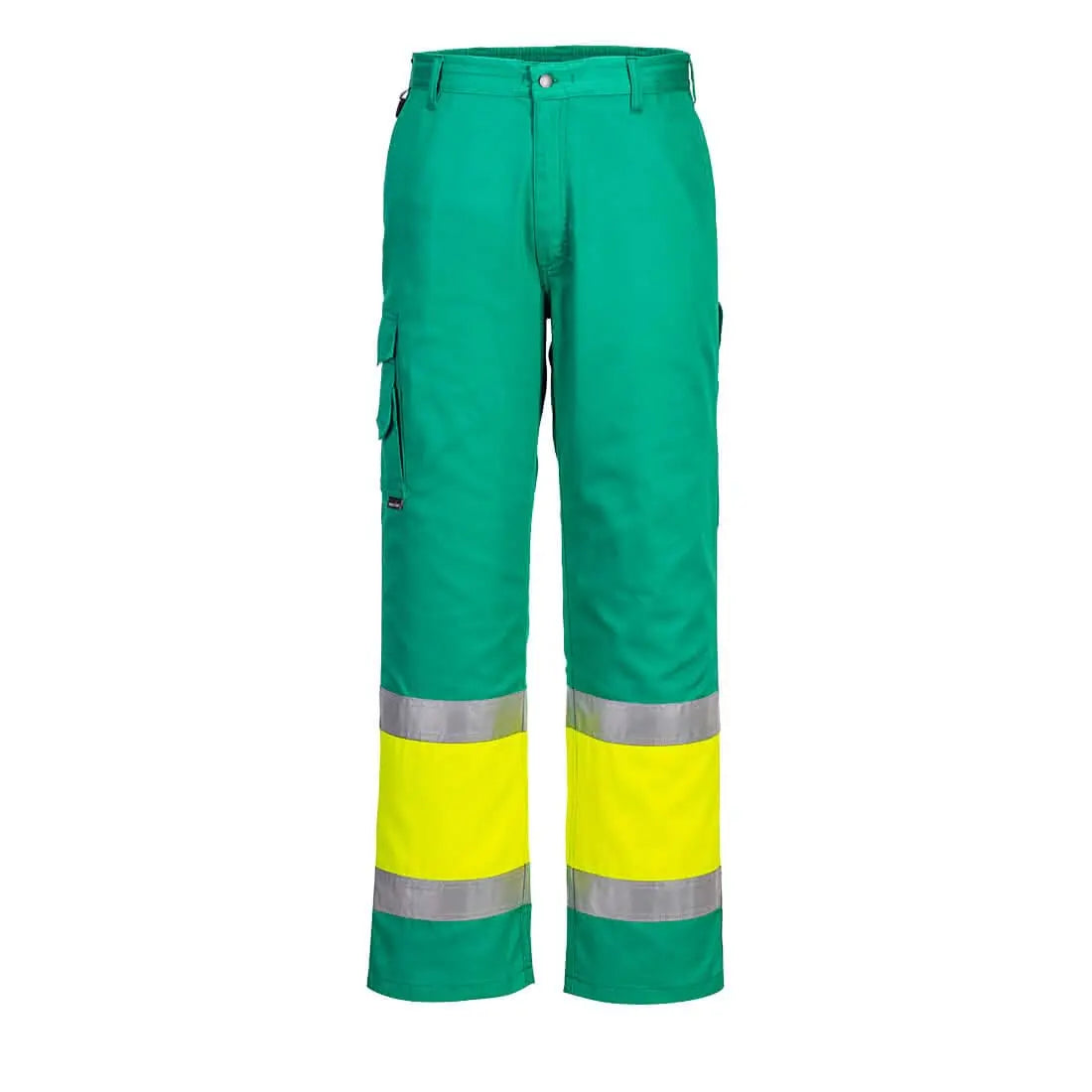 Portwest Hi Vis Lightweight Contrast Class 1 Service Trousers L049 - Yellow Teal - Customisable Hi-Vis Trousers