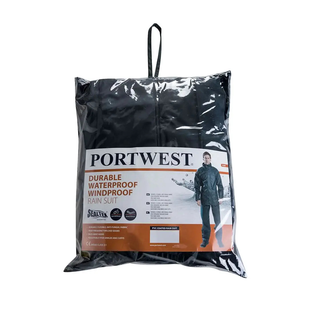 Portwest Sealtex Essential Rainsuit 2 Piece Suit L450 - Navy - Customisable Trousers