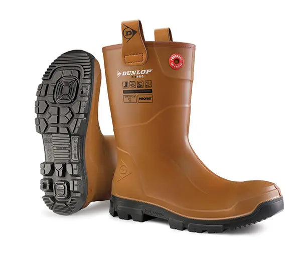 Dunlop Purofort Rigpro Full Safety Boot Fur Lined Lj2 Hr48 - Tan - Customisable Rigger Boots