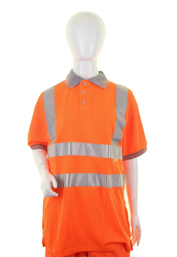Beeswift Ladies Hi Vis Short Sleeve Rail Spec Polo Shirt Lpk26 - Orange - Customisable Polo Shirts