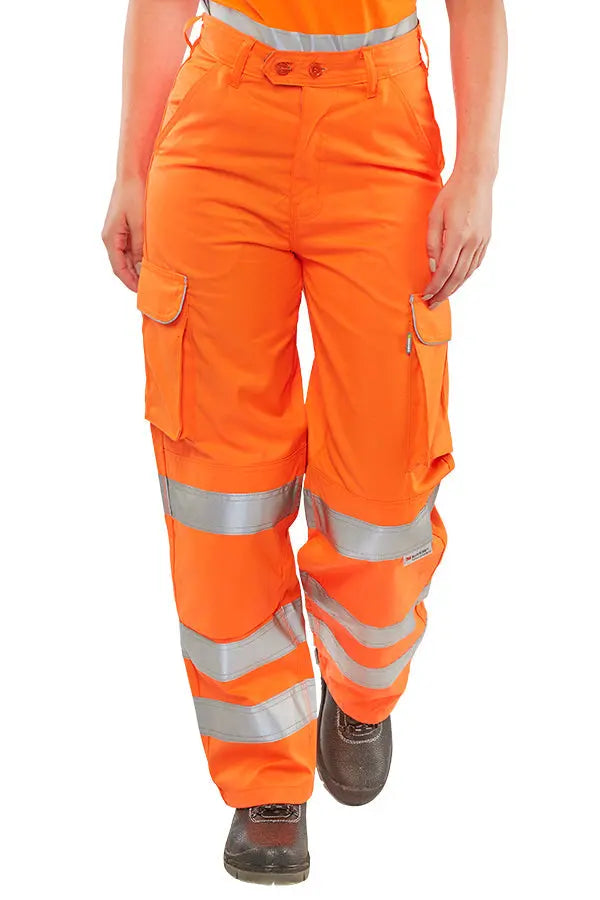 Beeswift Ladies Hi Vis Rail Spec Trousers Lrst - Orange - Customisable Trousers