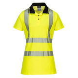 Portwest Hi Vis WomenS Cotton Comfort Pro Polo Shirt SS LW72 - Yellow Black - Customisable Hi-Vis Polos