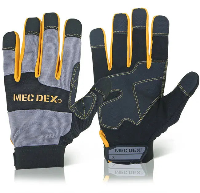Mecdex Work Passion Impact Mechanics Gloves Mecdy 713 - Black Grey - Customisable Mechanics