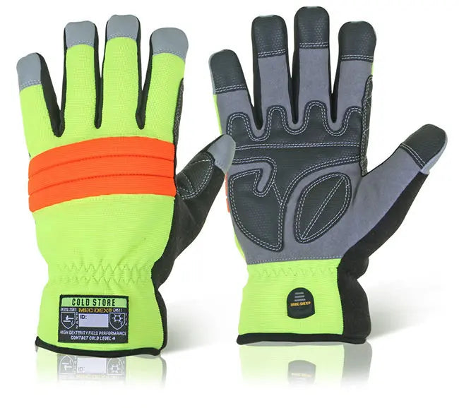 Mecdex Cold Store Mechanics Gloves Mecwn 741 - Saturn Yellow - Customisable Mechanics
