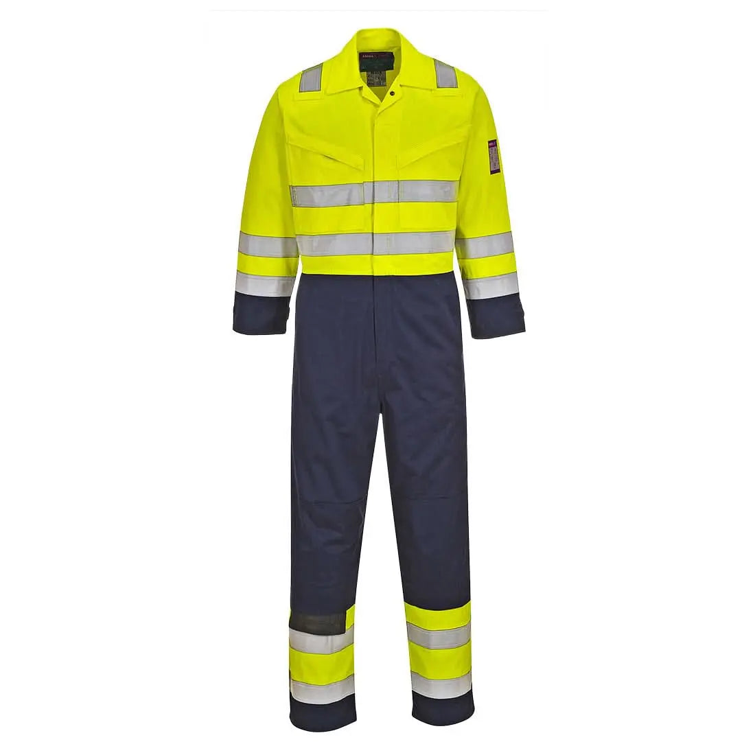 Portwest Modaflame Work Hi Vis Multi Norm Contrast Fr Coverall MV28 - Yellow Navy - Customisable HV Coverall