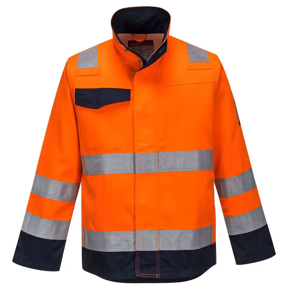 Portwest Modaflame Work Hvo Multi Norm Contrast Fr Jacket MV35 - Orange Navy - Customisable Jacket