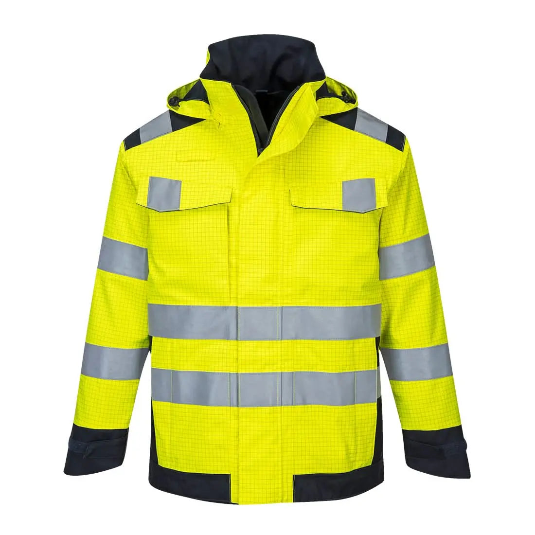Portwest Modaflame Rain Hi-vis Multi-norm Jacket MV70 - Yellow Navy - Customisable Jacket
