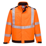 Portwest Modaflame Softshell Hi Vis Multi Norm Fr Jacket MV72 - Orange Navy - Customisable Softshell Jacket
