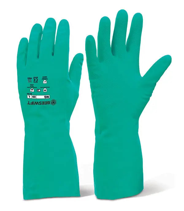 Beeswift Nitrile Rubber Chemical Gloves Ncg - Green - Customisable Nitrile