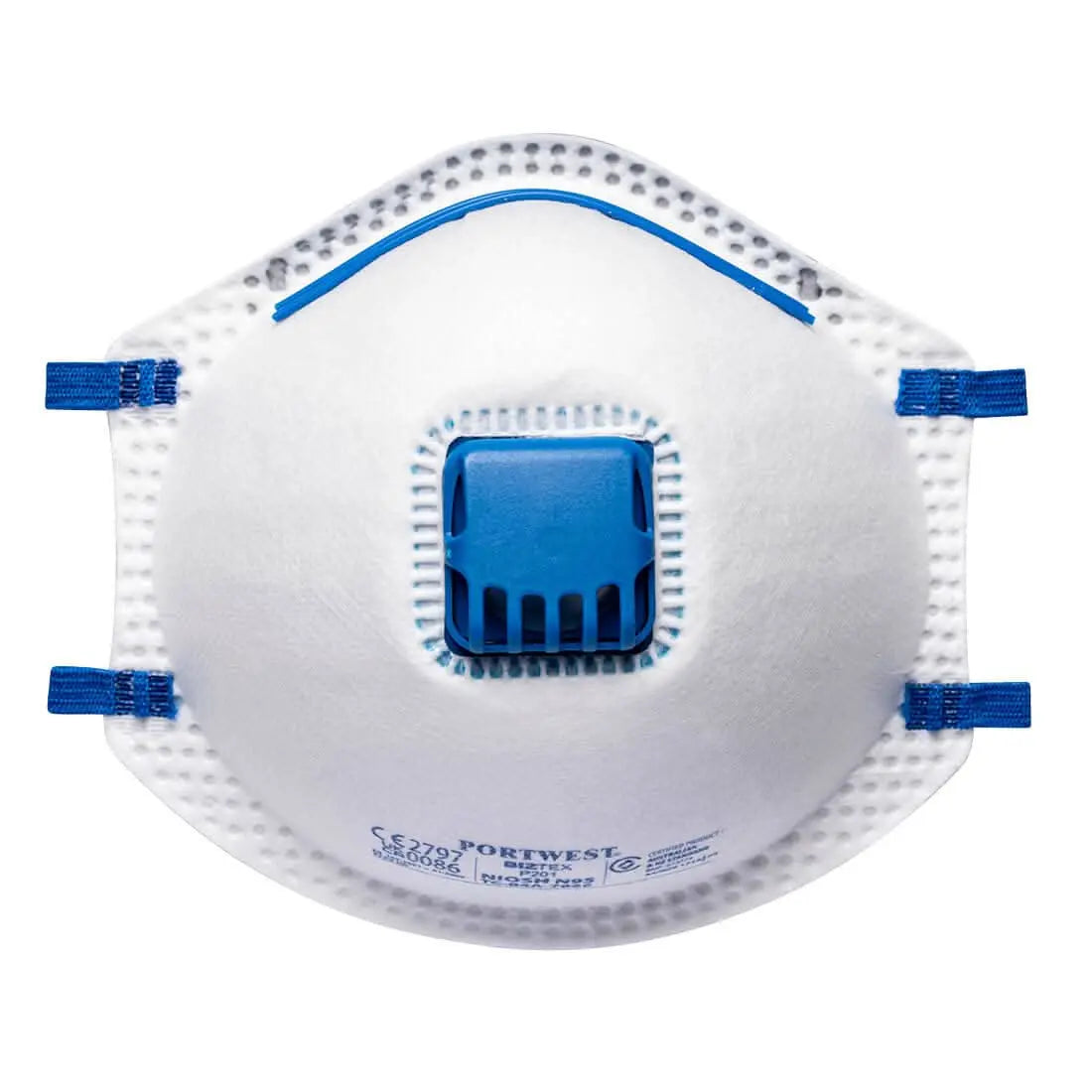 Portwest FFP2 Valved Respirator 10 Pack - P201 - White OneSize - Customisable PPE