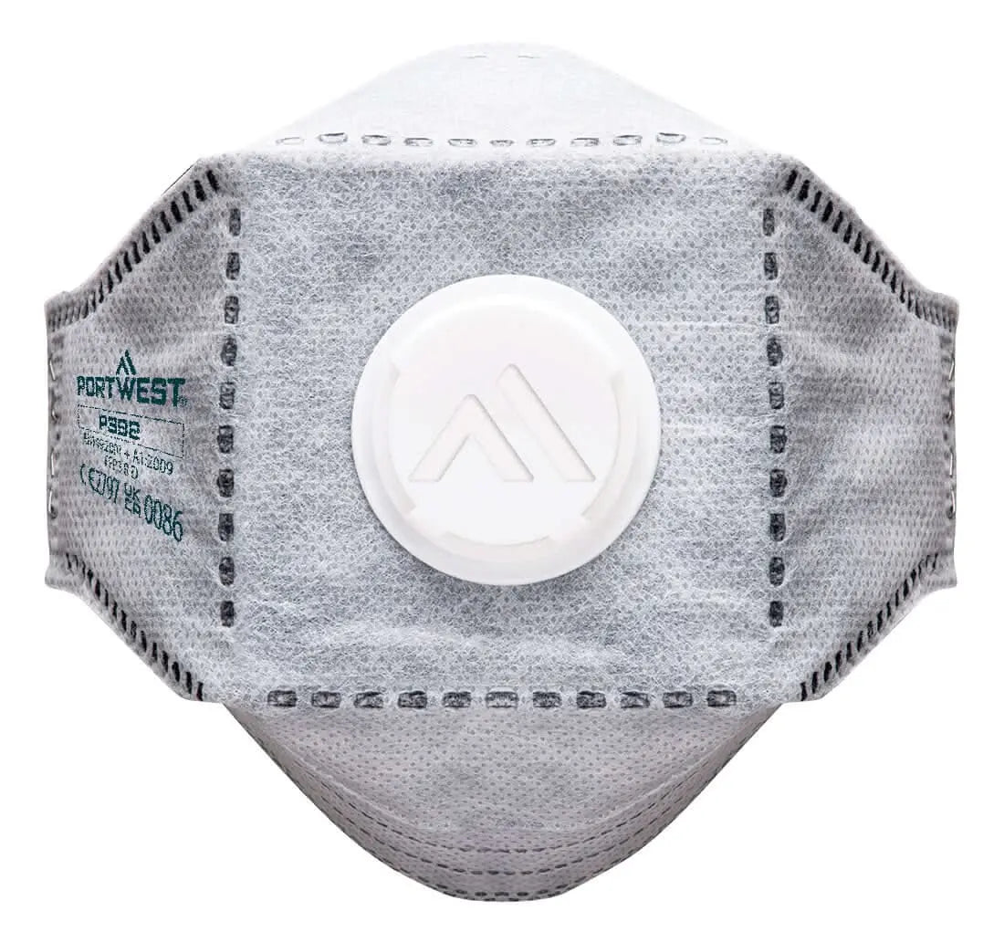 Portwest Eagle Ffp3 Valved Carbon Fold Flat Respirator Pk10 P392 - White - Customisable PPE