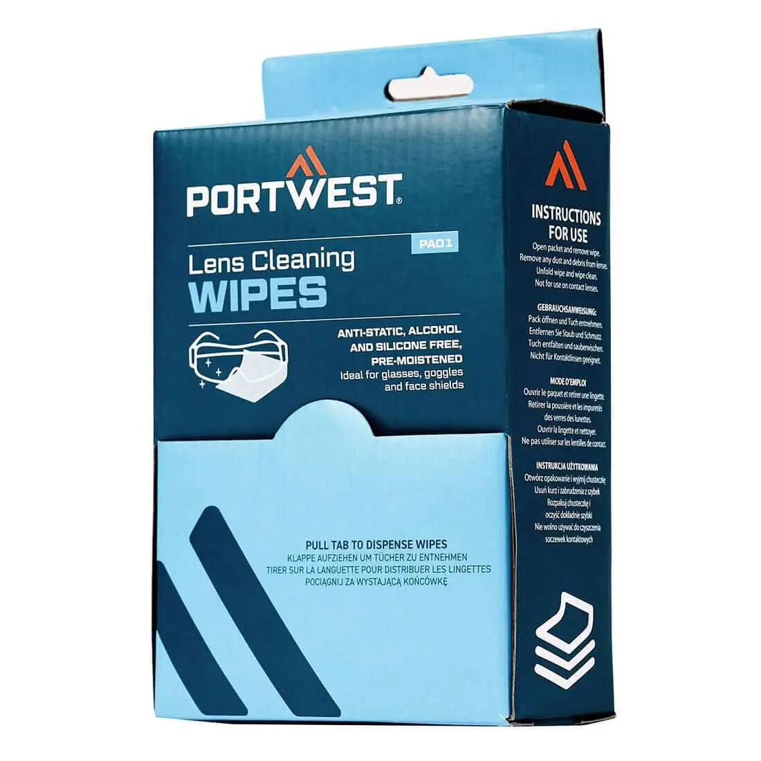 Portwest Lens Cleaning Wipes 100 Towelettes PA01 - White - Customisable PPE