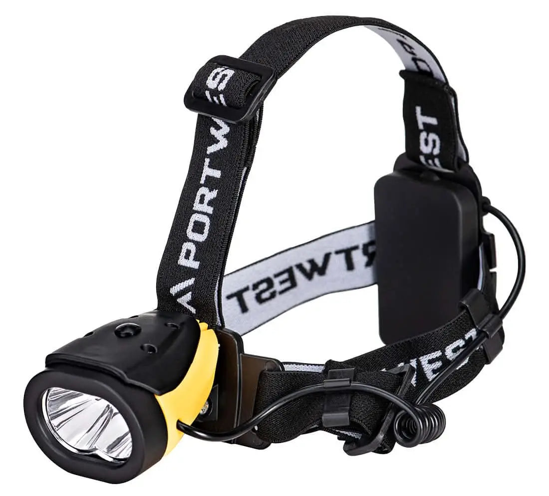 Portwest Dual Power Head Light PA63 - Yellow Black - Customisable PPE