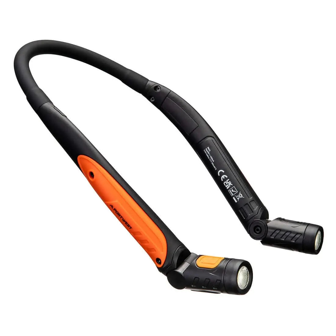Portwest Usb Rechargeable Led Neck Light PA73 - Black Orange - Customisable PPE