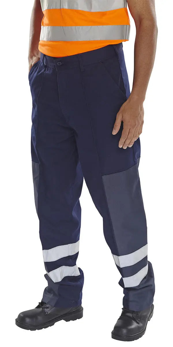 Beeswift Poly Cotton Nylon Patch Trousers Pcnt27 - Navy Blue - Customisable Trousers
