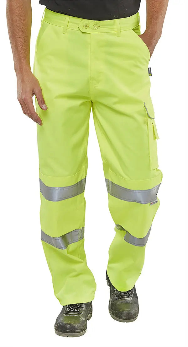 Beeswift Hi Vis Poly Cotton Trousers Pctensy - Saturn Yellow - Customisable Trousers