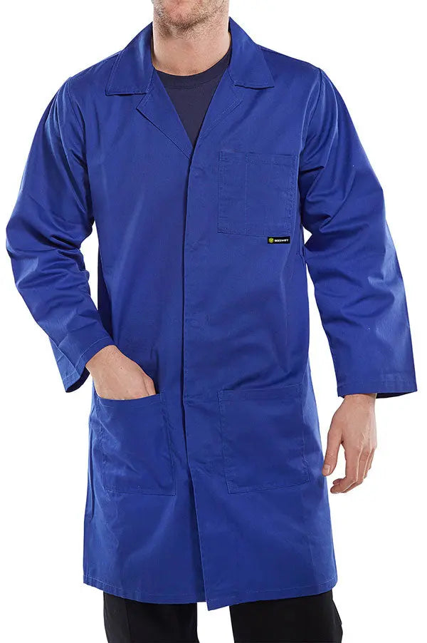 Beeswift Poly Cotton Warehouse Coat Pcwc - Royal Blue - Customisable Warehouse Coats