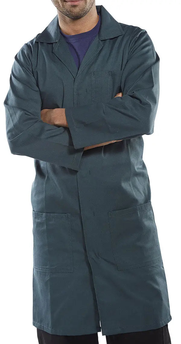 Beeswift Poly Cotton Warehouse Coat Pcwc - Spruce Green - Customisable Warehouse Coats