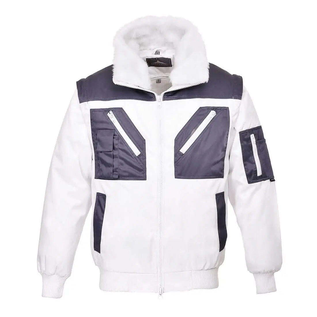 Portwest Two Tone Pilot Jacket PJ20 - White - Customisable Jacket