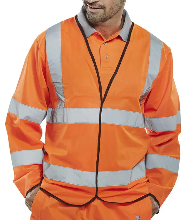 Beeswift Hi Vis Long Sleeve Jerkin Pkjeng - Orange - Customisable Jerkins