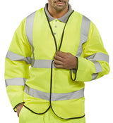 Beeswift Hi Vis Long Sleeve Jerkin Pkjeng - Saturn Yellow - Customisable Jerkins