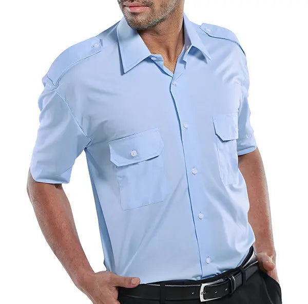 Beeswift Pilot Shirt Short Sleeve Psss - Sky Blue - Customisable Shirts